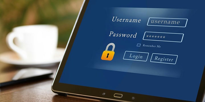 A login screen is pictured on a small corner of a tablet shown in the image. It shows a padlock on the screen.