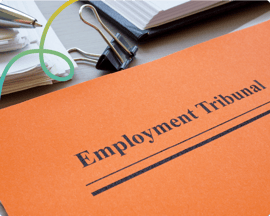 Image of an orange folder which is labelled Employment Tribunal