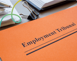 Image of an orange folder which is labelled Employment Tribunal