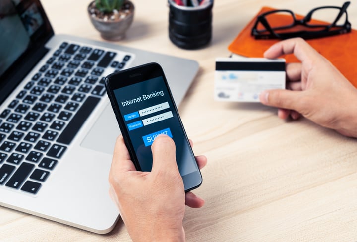 Person using Internet Banking on their phone