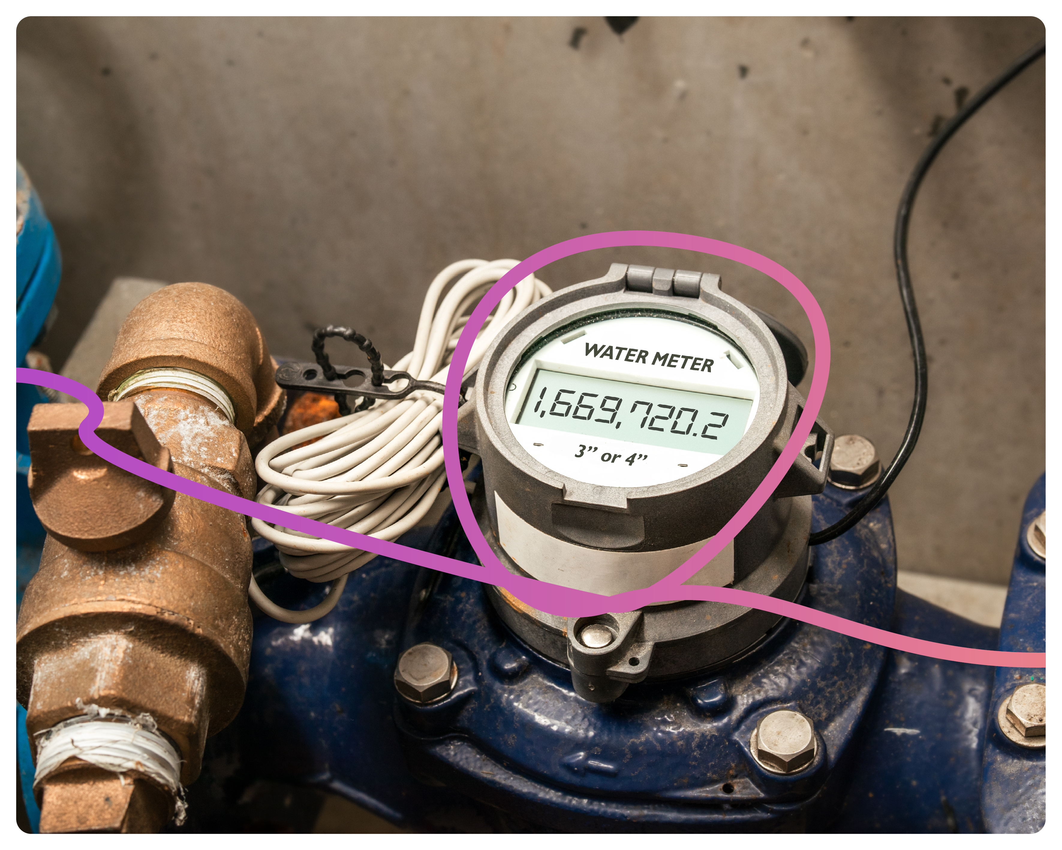 A close up image of a water meter reading 1,669,720.2