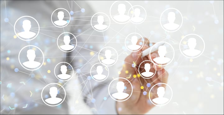 Person connecting different profiles